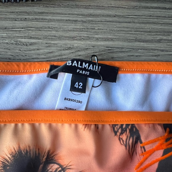 Balmain Sunset Print Bikini Set Palm Tree in Orange Polyamide sz 42 US 10 - Picture 8 of 11